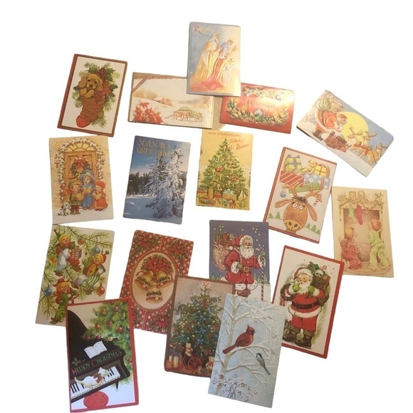 VTG Christmas Cards 32+ Envelopes Boxed Set Variety of Styles Retro Repeats - Picture 1 of 6